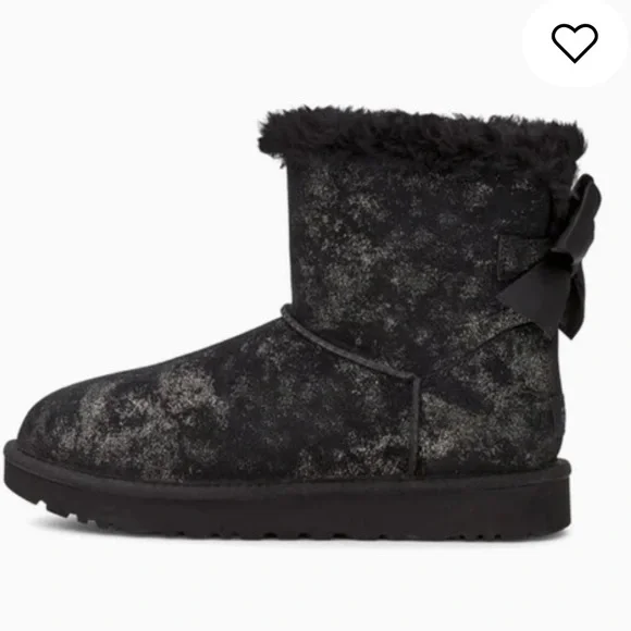UGG‎ Mini Bailey Bow Glimmer Black Boots - Picture 6 of 14